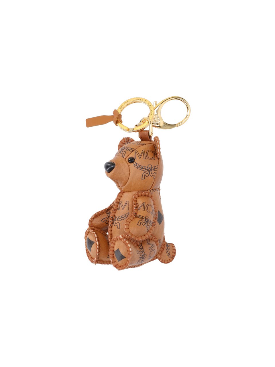 MCM Brown Park Bear Visetos Faux Leather Charm Bruin