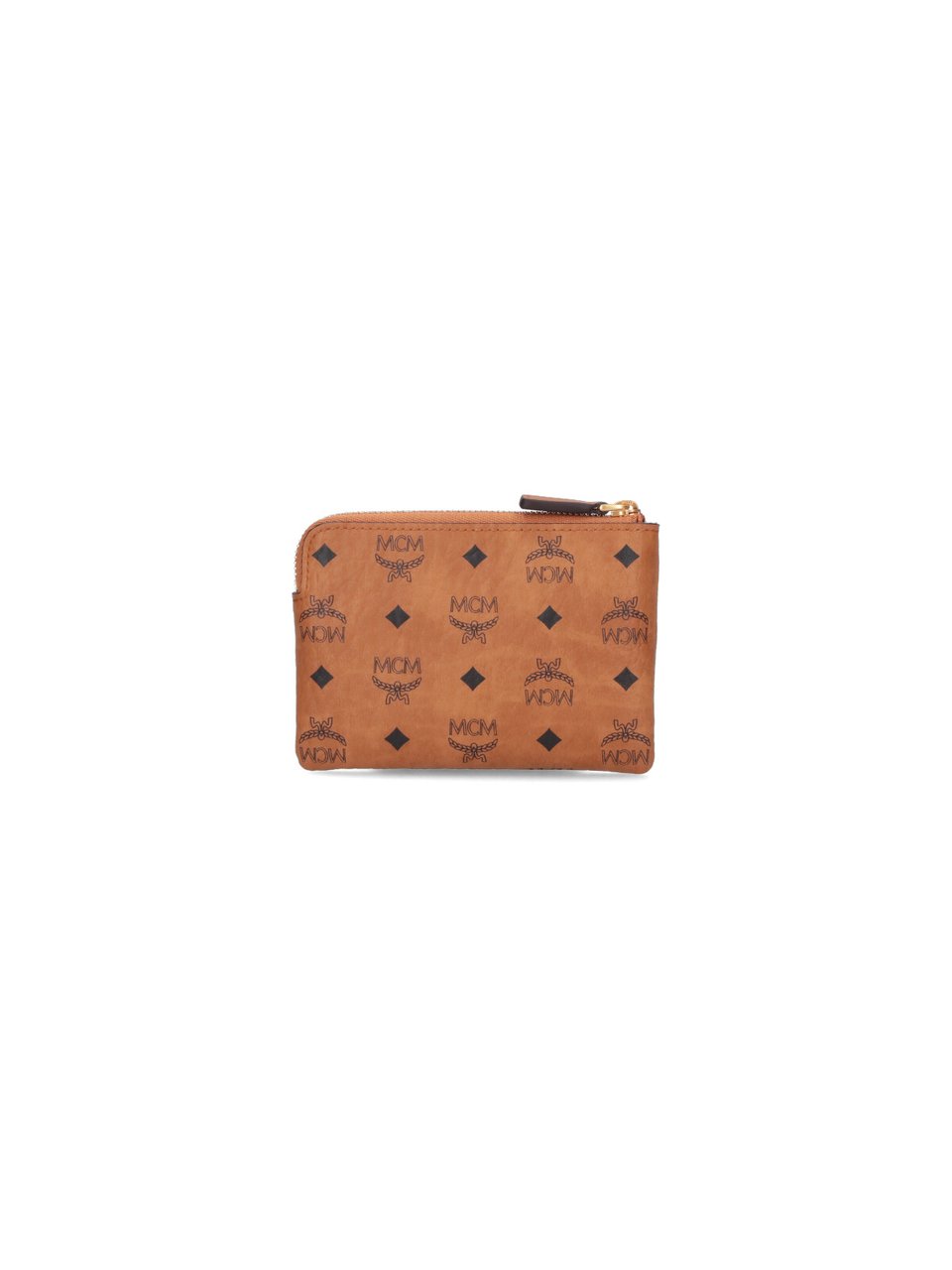 MCM "Aren" Zip Coin Purse, In Brown "Visetos" Bruin