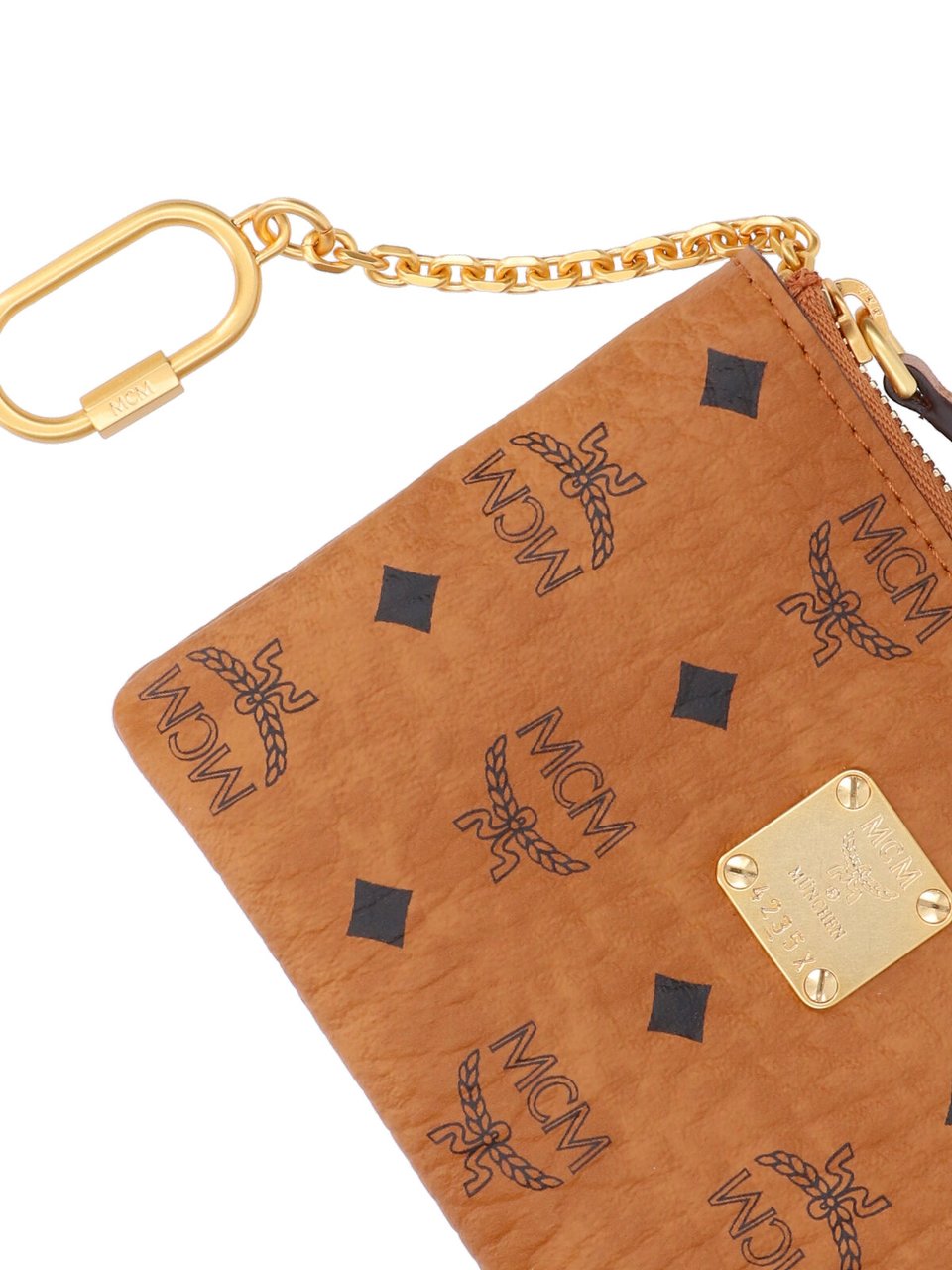 MCM "Aren" Zip Coin Purse, In Brown "Visetos" Bruin