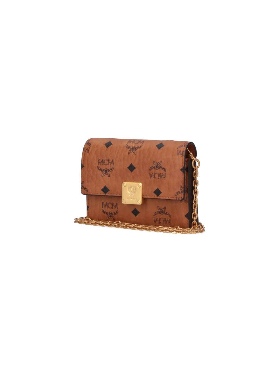 MCM Brown "Visetos" Aren Chain Wallet Bruin