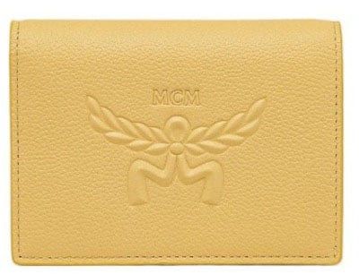 MCM Embossed Leather Wallet With Noble Wreath Motif Goud
