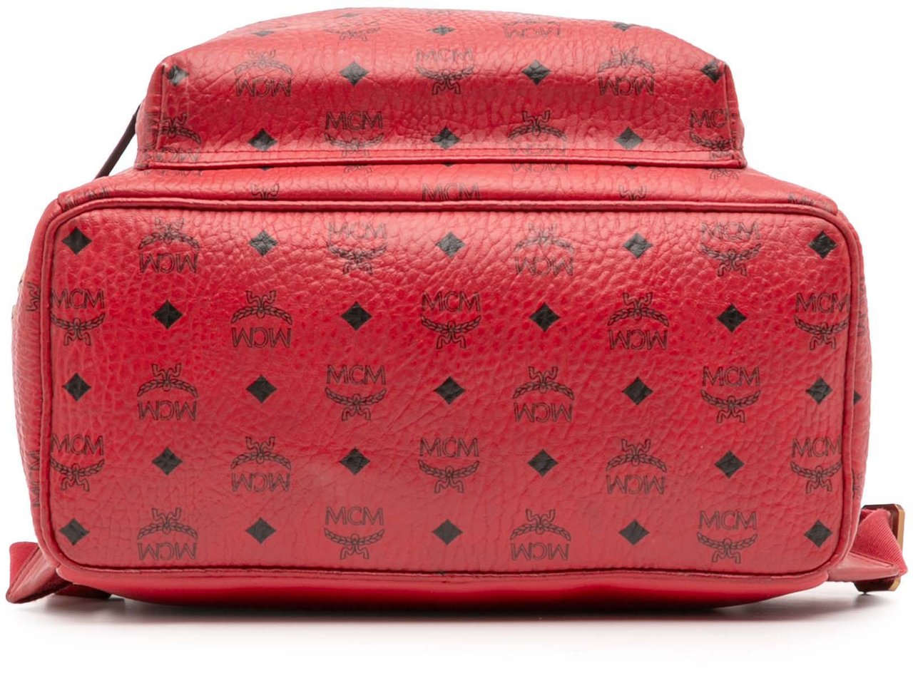 MCM Medium Studded Visetos Coated Canvas Stark Backpack Rood