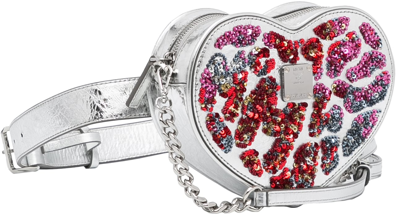 MCM Paticia Leopard Sparkle Satchel Zilver