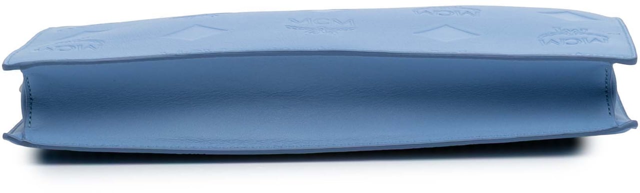 MCM Leather Aren Zip Pouch Blauw