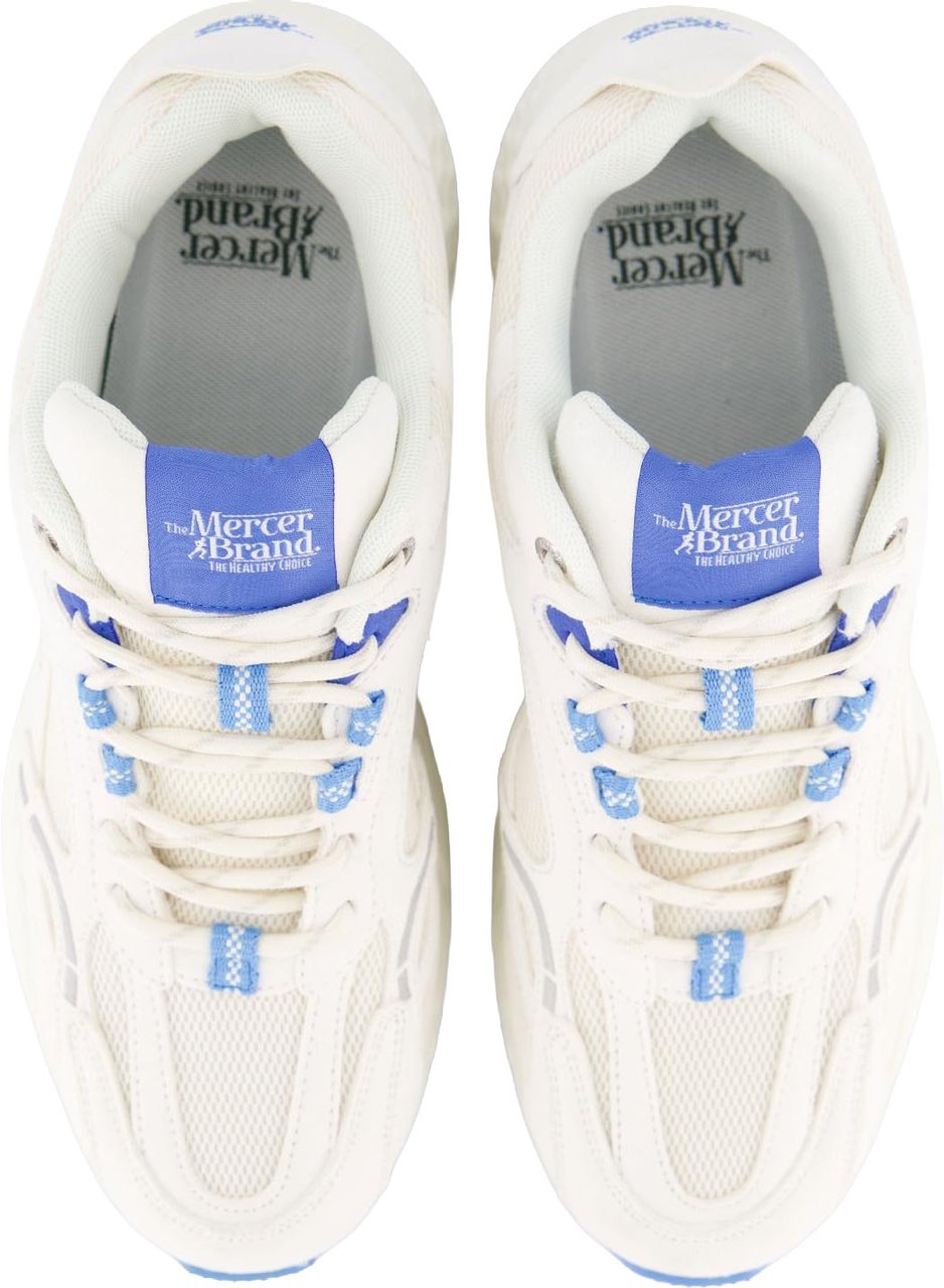 Mercer Amsterdam Dames The Re-Run Max Suede Wit/Blauw Wit