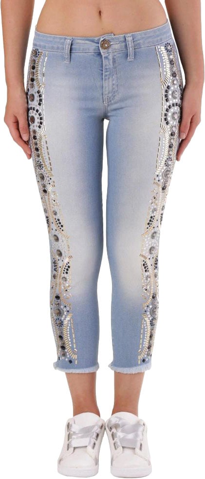 Met Blue Cotton Cropped Jeans Blauw
