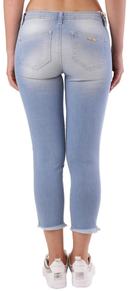 Met Blue Cotton Cropped Jeans Blauw