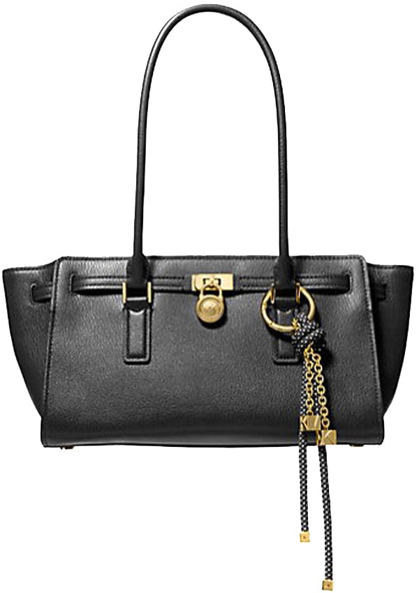 Michael Kors Sm Ew Shoulder Tote w Charm Black Zwart