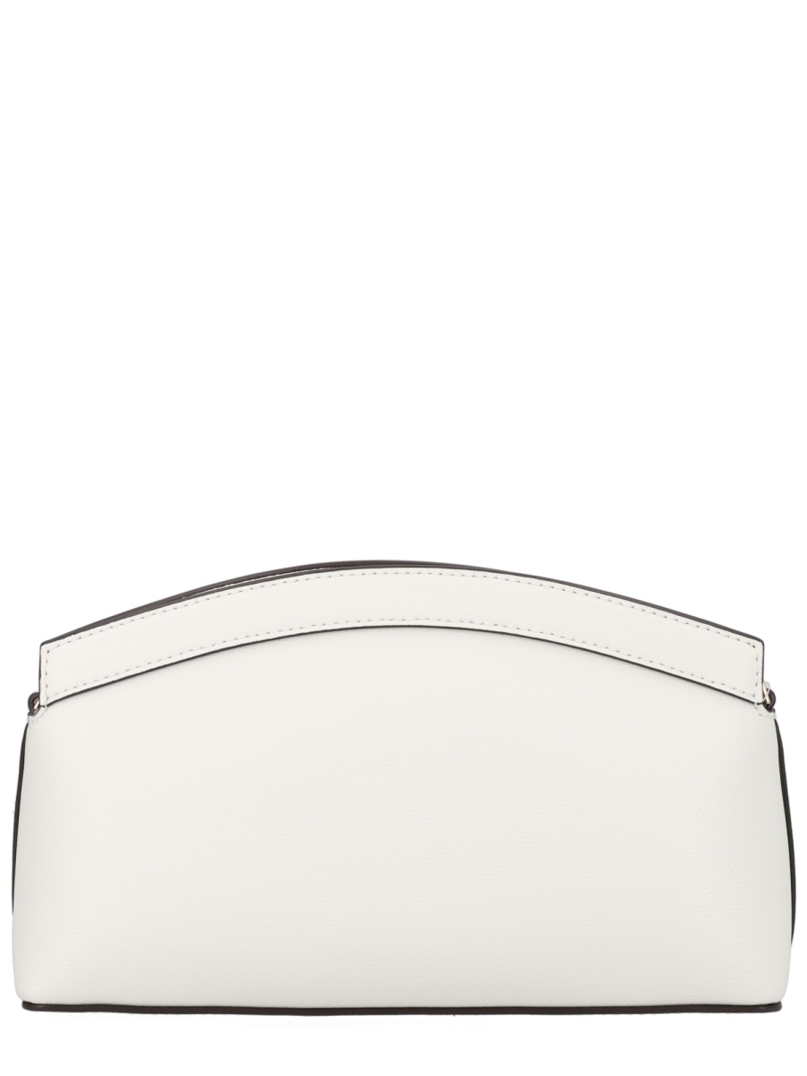 Michael Kors Gold Athena Logo Curved Clutch Bag Wit