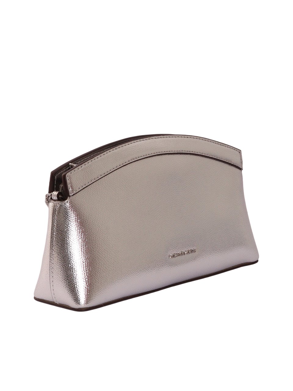 Michael Kors Silver Dome Leather Chain Clutch Grijs