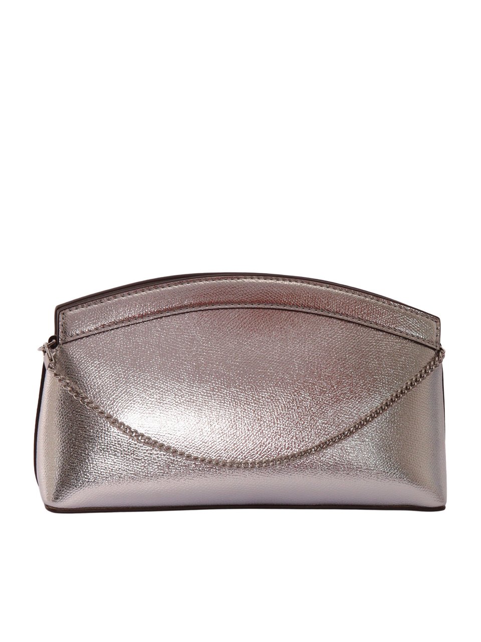 Michael Kors Silver Dome Leather Chain Clutch Grijs