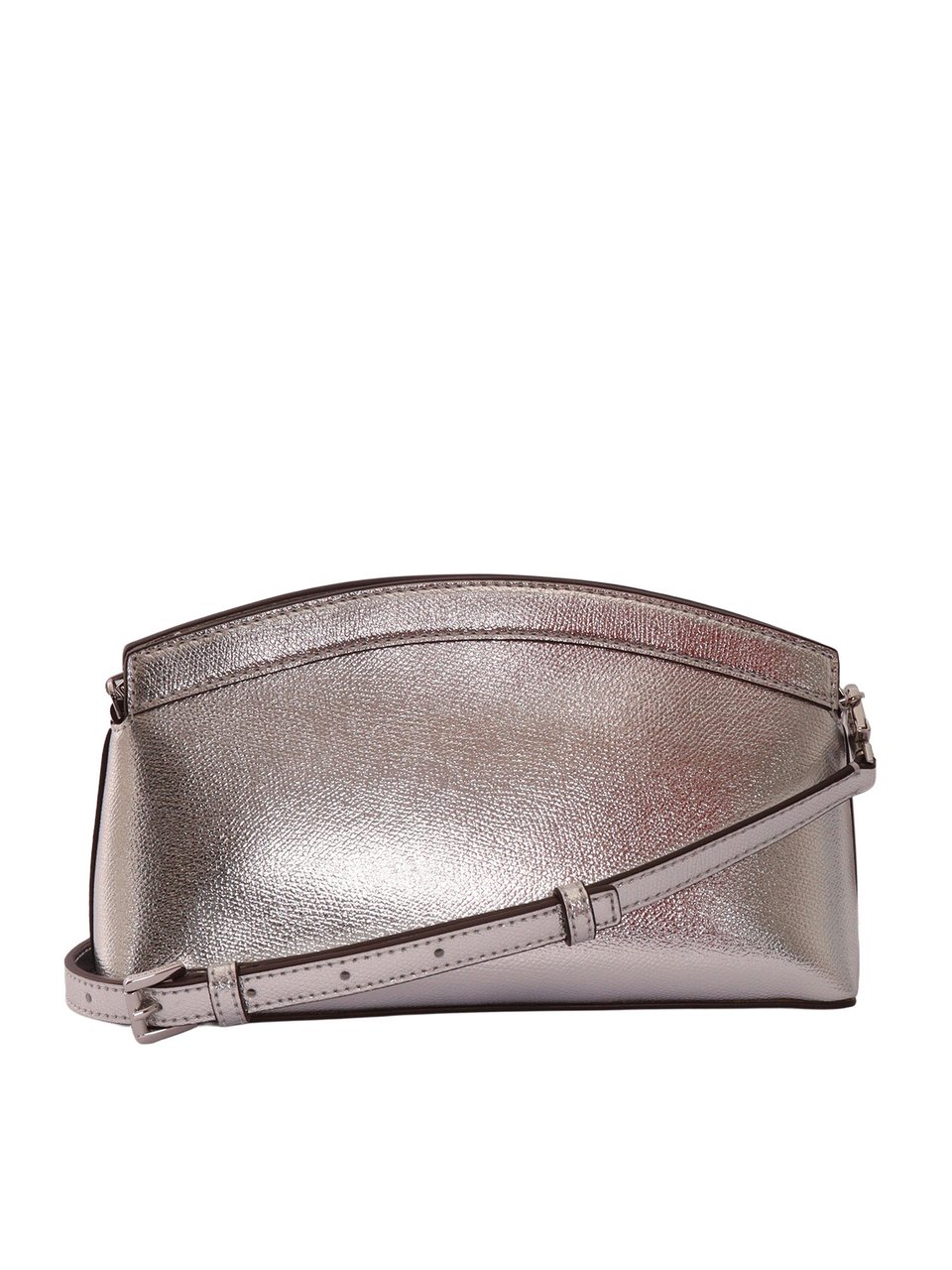 Michael Kors Silver Dome Leather Chain Clutch Grijs