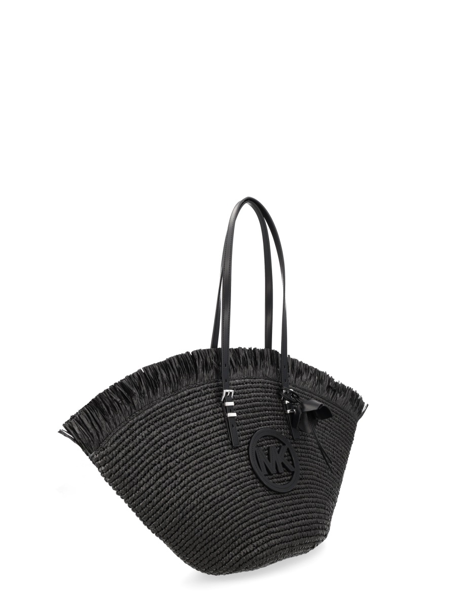 Michael Kors Isa Woven Fan Silhouette Tote Bag Zwart