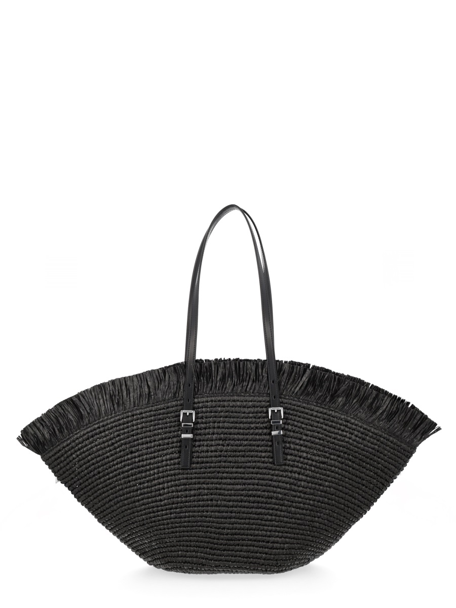 Michael Kors Isa Woven Fan Silhouette Tote Bag Zwart