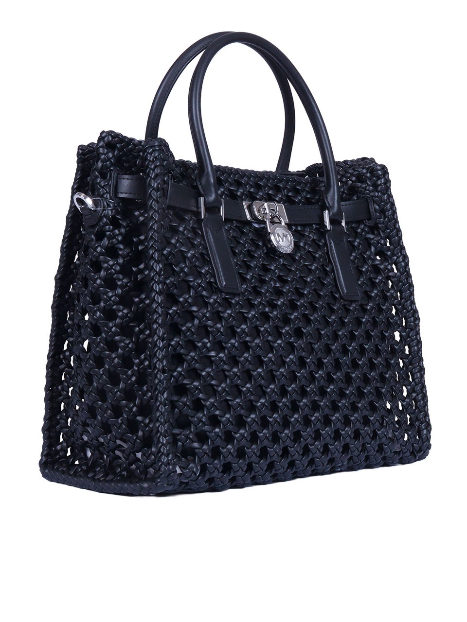 Michael Kors Oversized Woven Chain Satchel Zwart