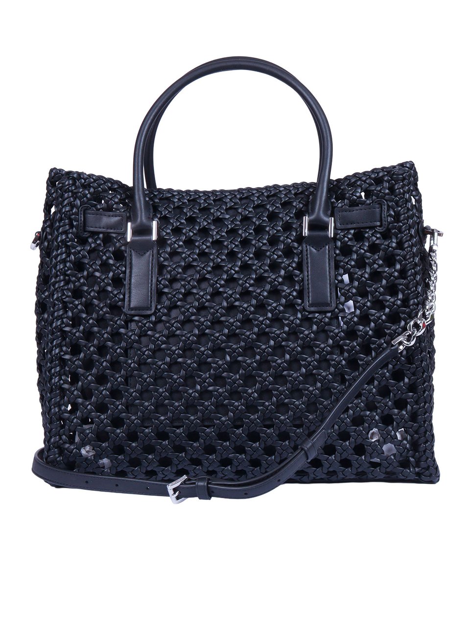 Michael Kors Oversized Woven Chain Satchel Zwart
