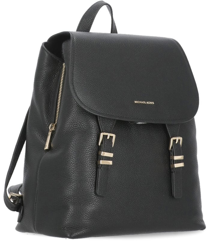 Michael Kors Quinn Md Flap Backpack Black Zwart