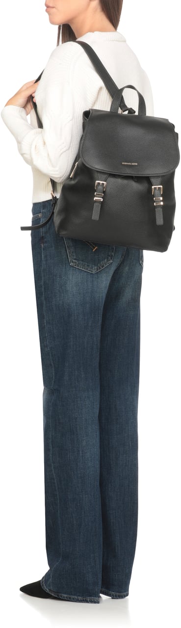 Michael Kors Quinn Md Flap Backpack Black Zwart
