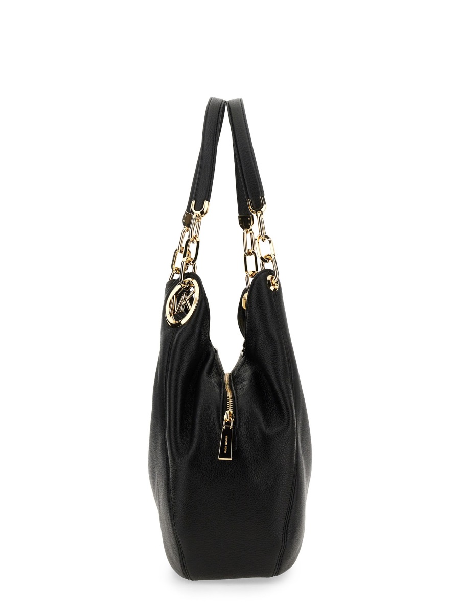Michael Kors Lillie Slouchy Rounded Logo Shoulder Bag Zwart