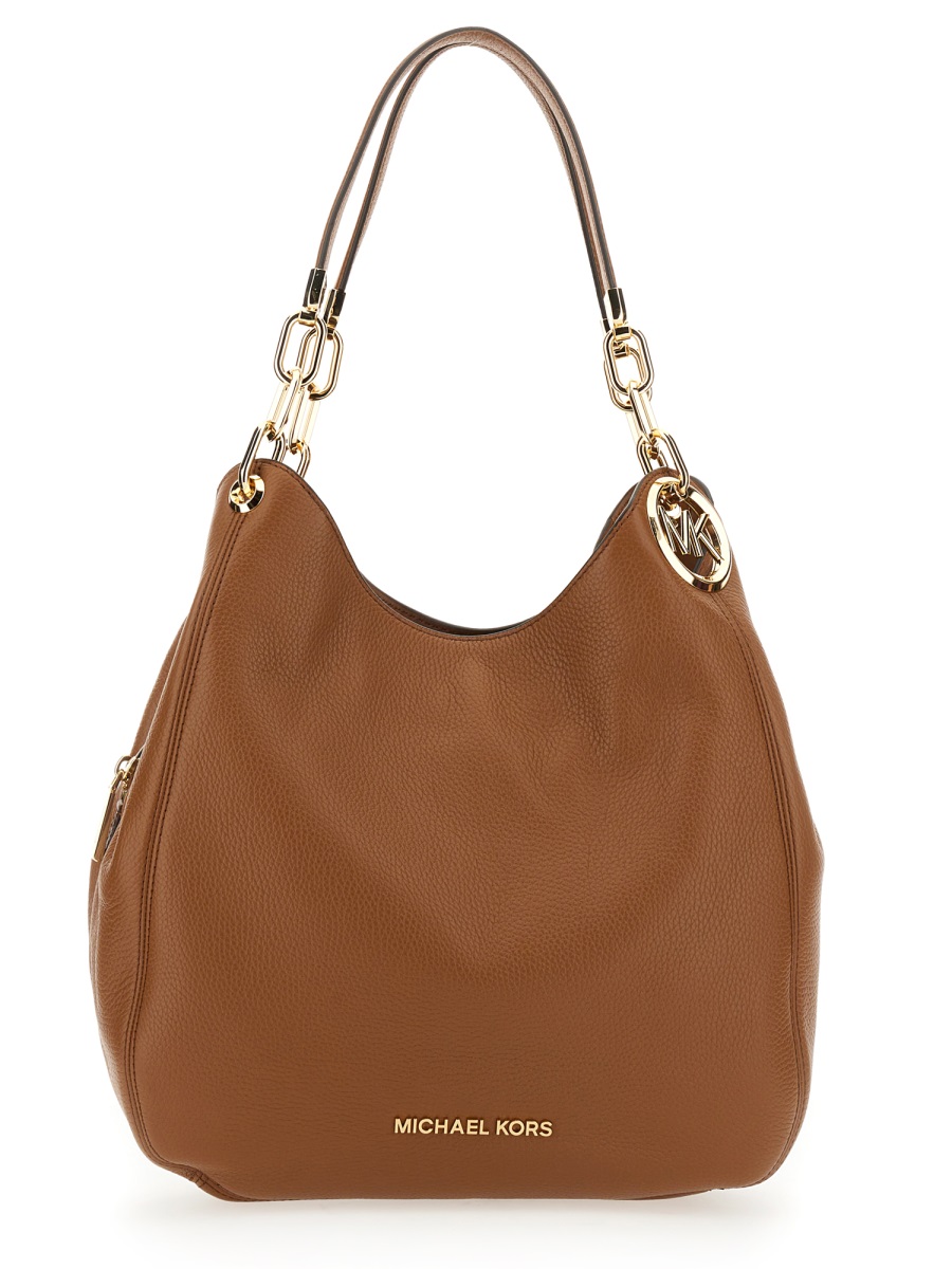 Michael Kors Neutrals Lillie Large Textured Cow Leather Shoulder Bag Bruin