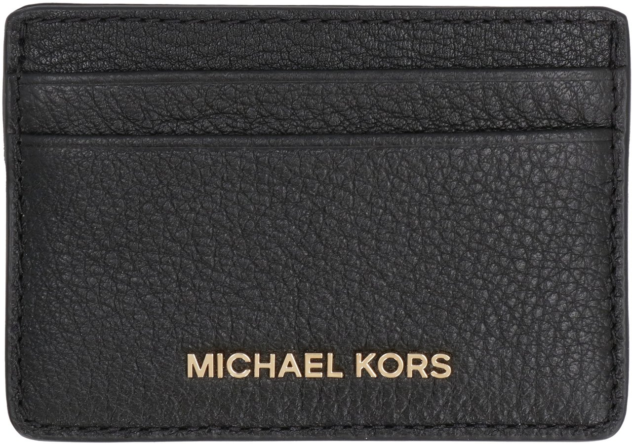 Michael Kors Logo detail leather card holder Zwart