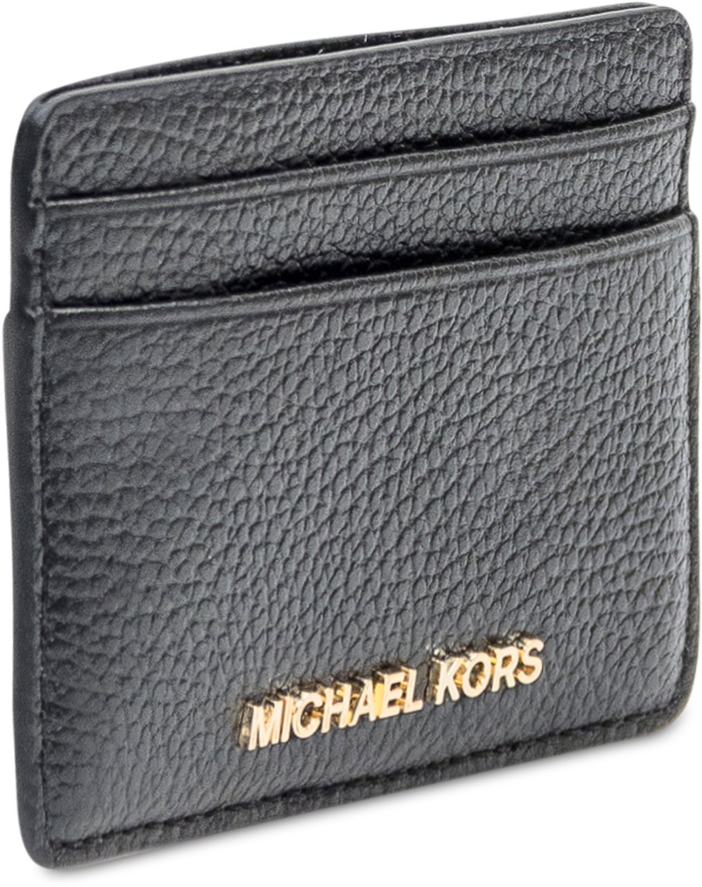 Michael Kors Michael Kors Portacarte in Pelle Nera Martellata Zwart