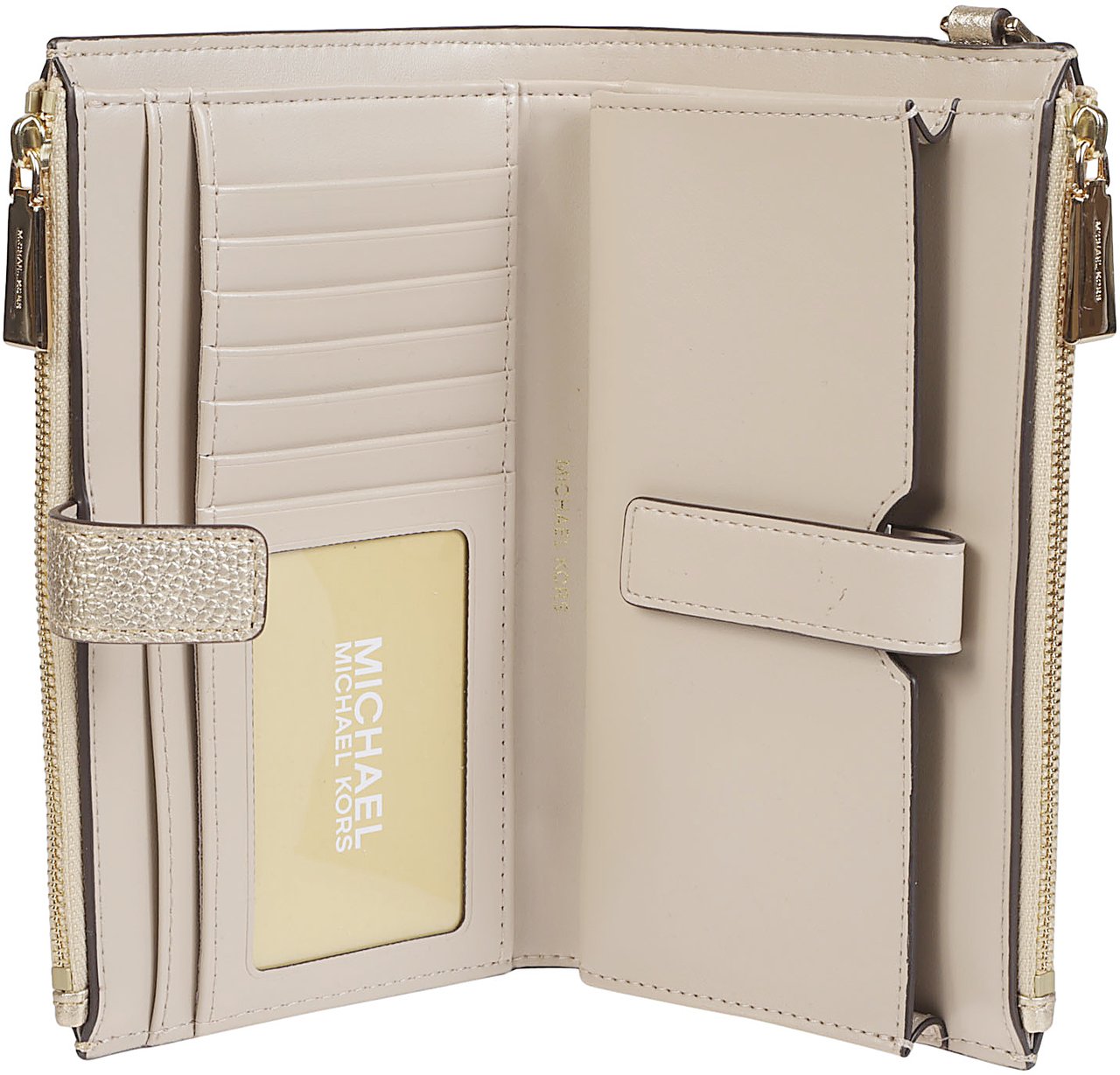 Michael Kors Double Zip Wristlet Wallet Metallic Metallic