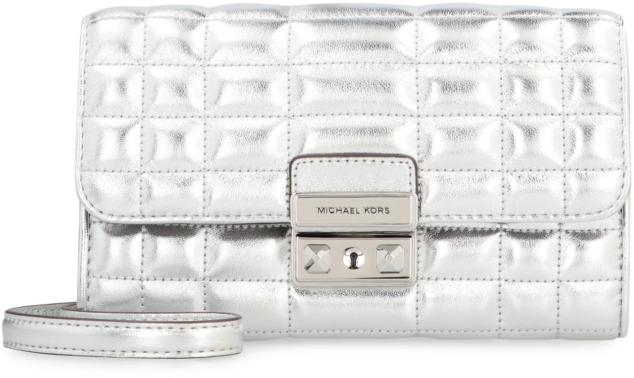 Michael Kors Tribeca leather wallet on chain Zilver