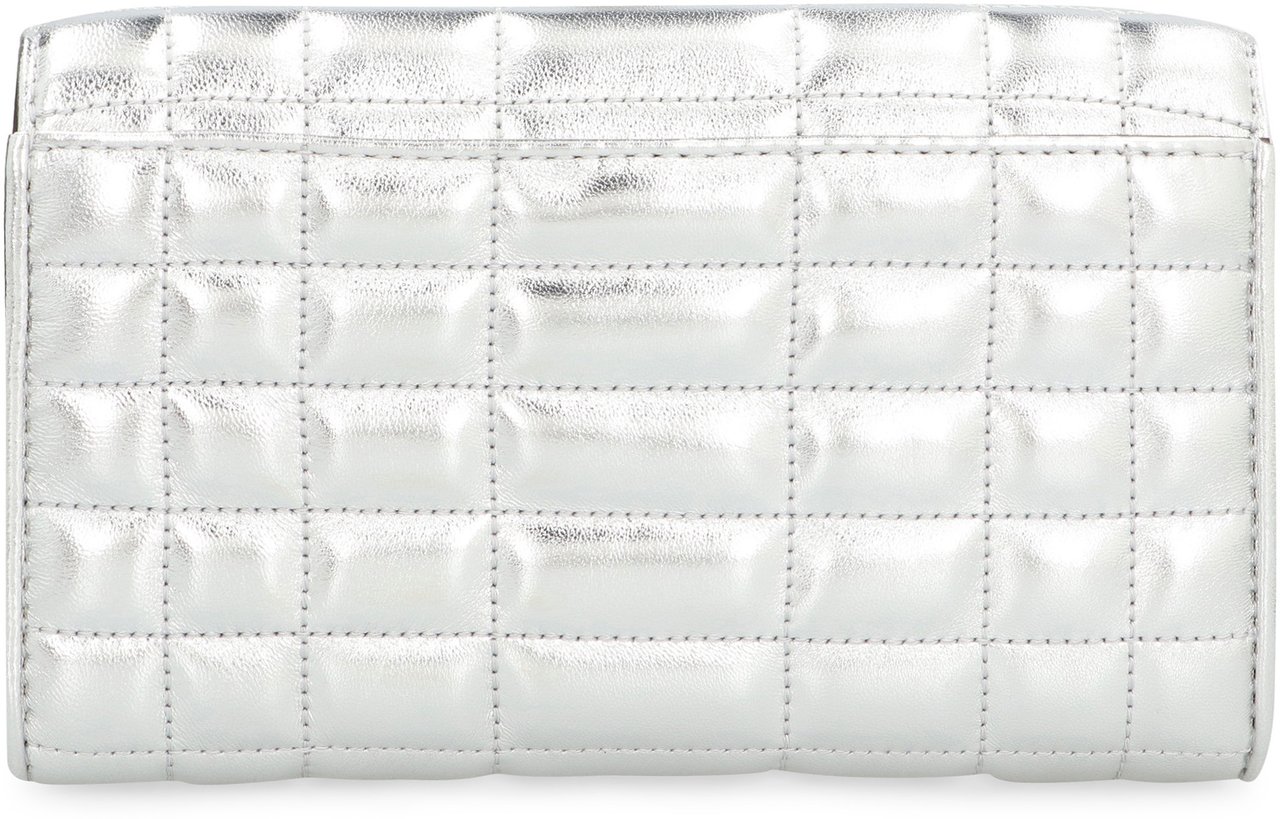 Michael Kors Tribeca leather wallet on chain Zilver