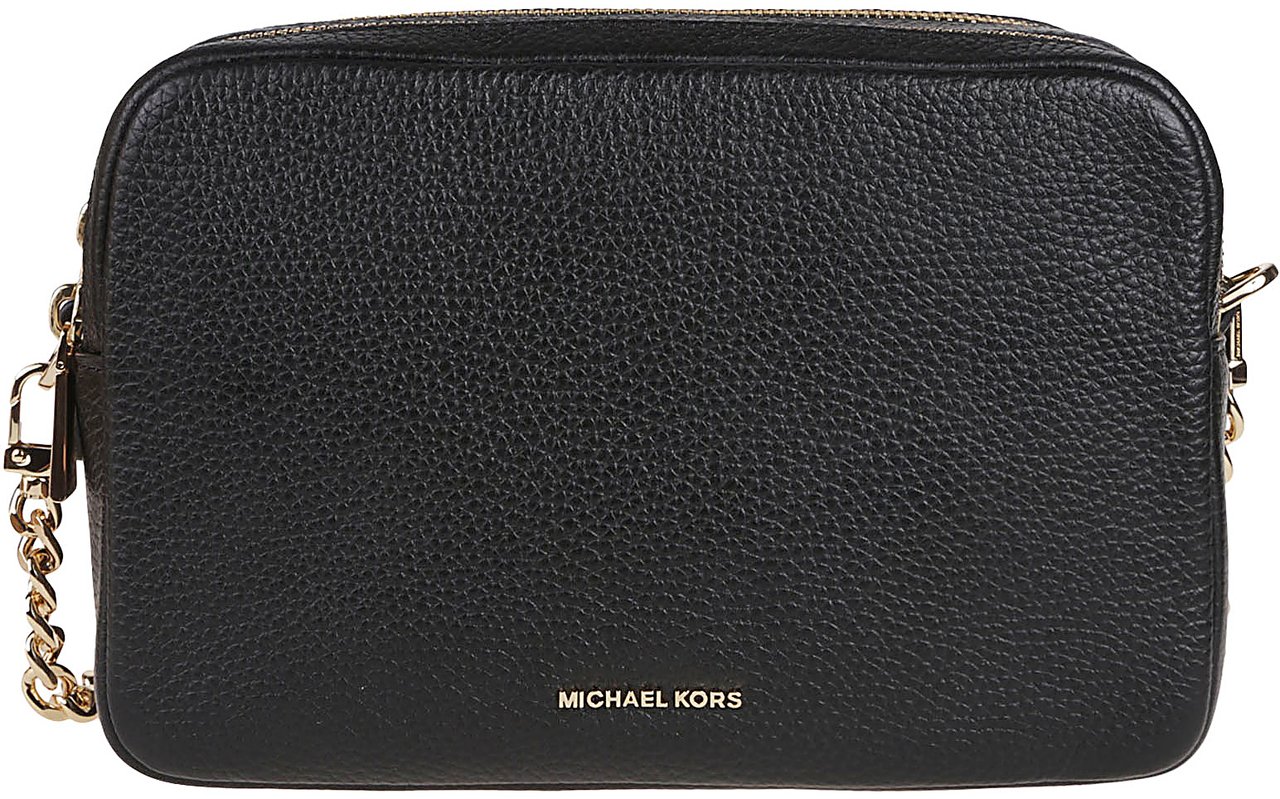 Michael Kors Medium Bryant Double Zip Camera Crossbody Bag Black Zwart