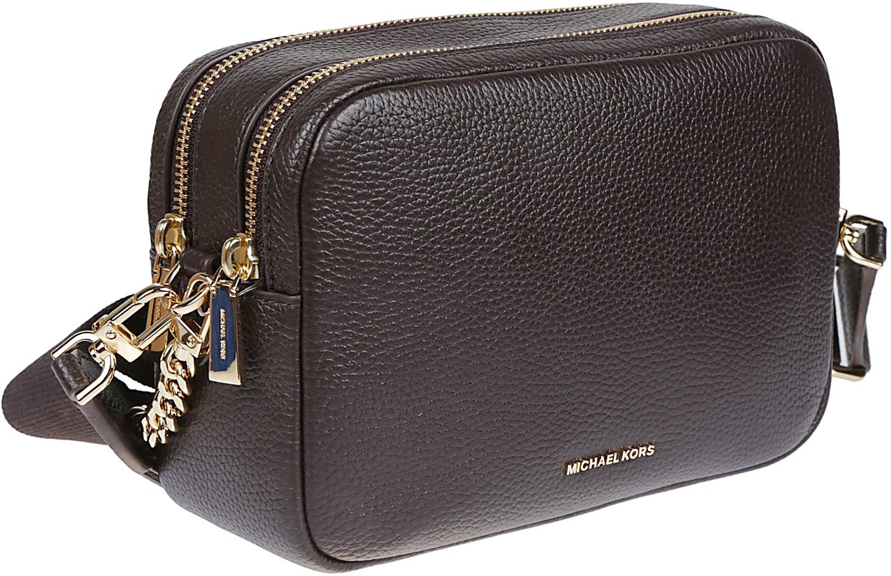 Michael Kors Medium Bryant Double Zip Camera Crossbody Bag Brown Bruin
