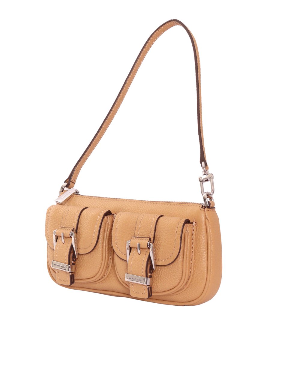 Michael Kors Convertible Textured Leather Pochette Bruin
