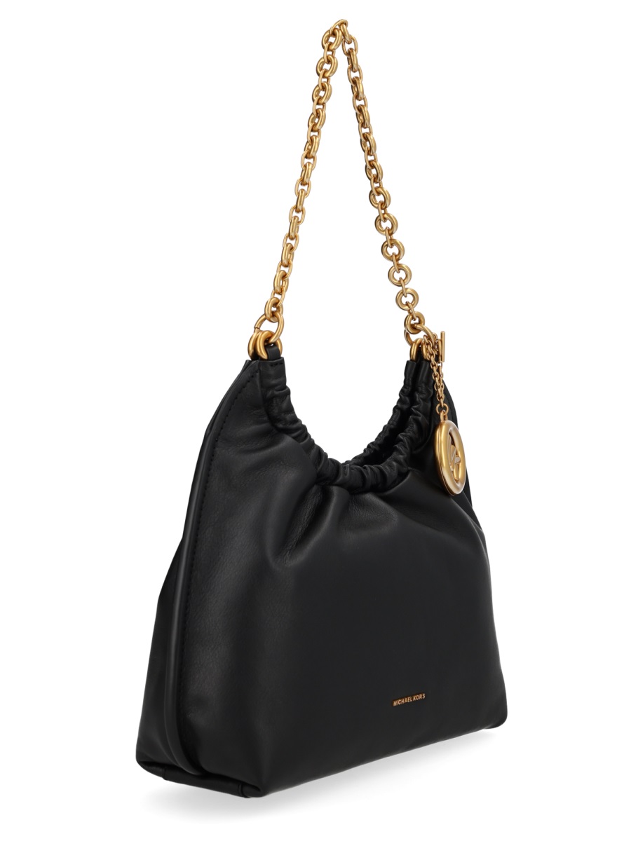 Michael Kors Indie Soft Gathered Chain Shoulder Bag Zwart