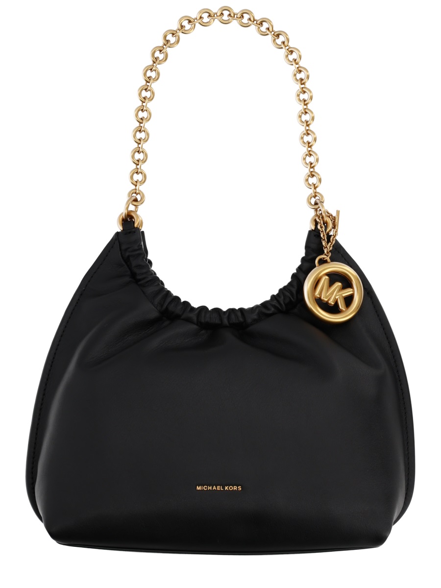 Michael Kors Indie Soft Gathered Chain Shoulder Bag Zwart