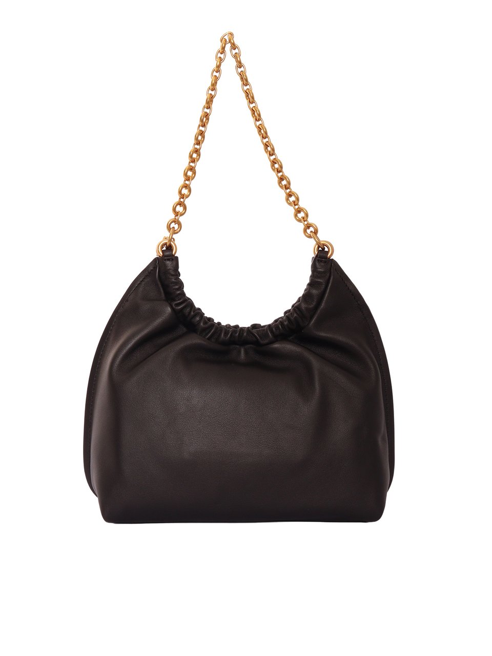 Michael Kors Gathered Drawstring Black Leather Pouchette Zwart