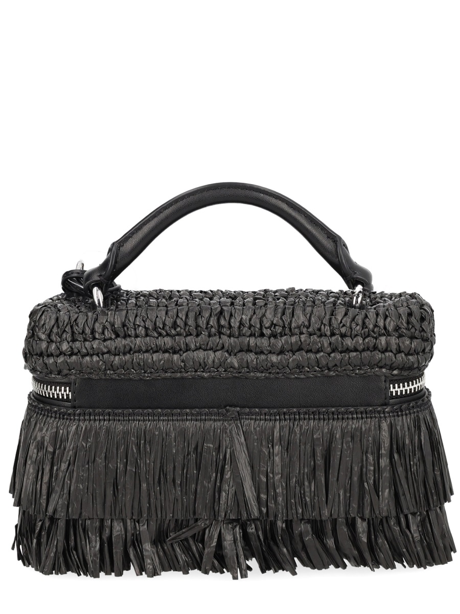 Michael Kors Jane Woven Polypropylene Fringe Handbag Zwart