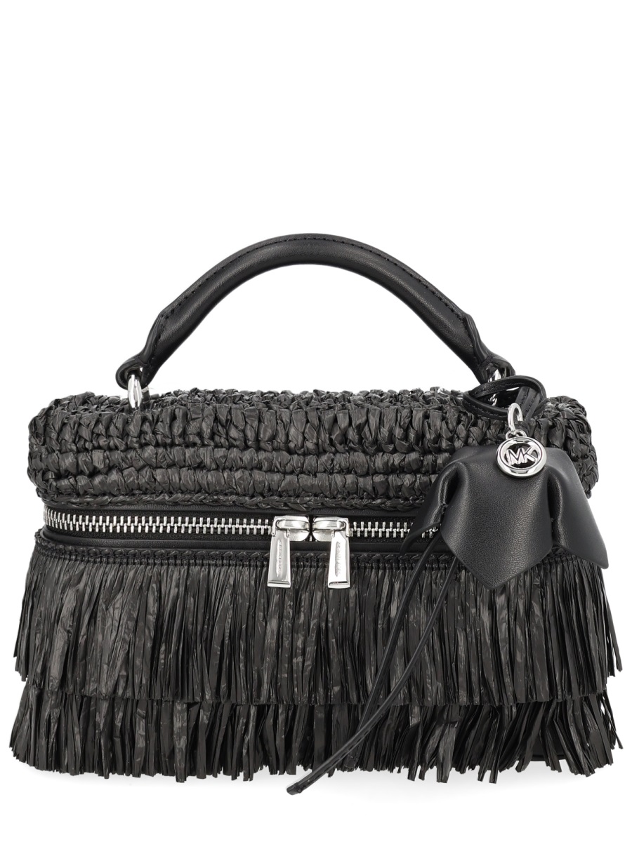 Michael Kors Jane Woven Polypropylene Fringe Handbag Zwart