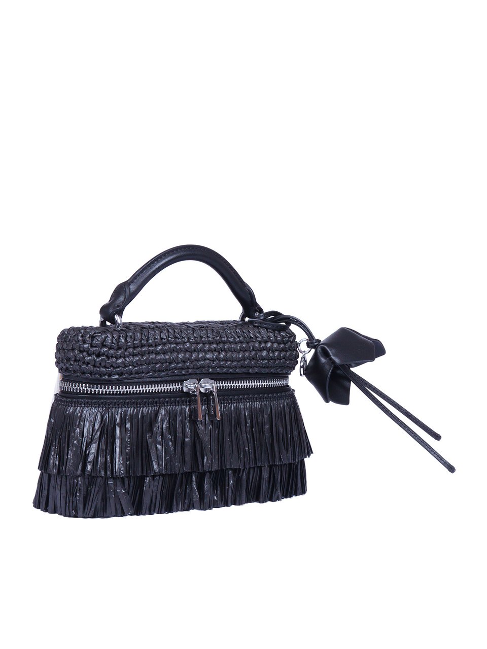 Michael Kors Fringed Extra Small Woven Crossbody Bag Zwart