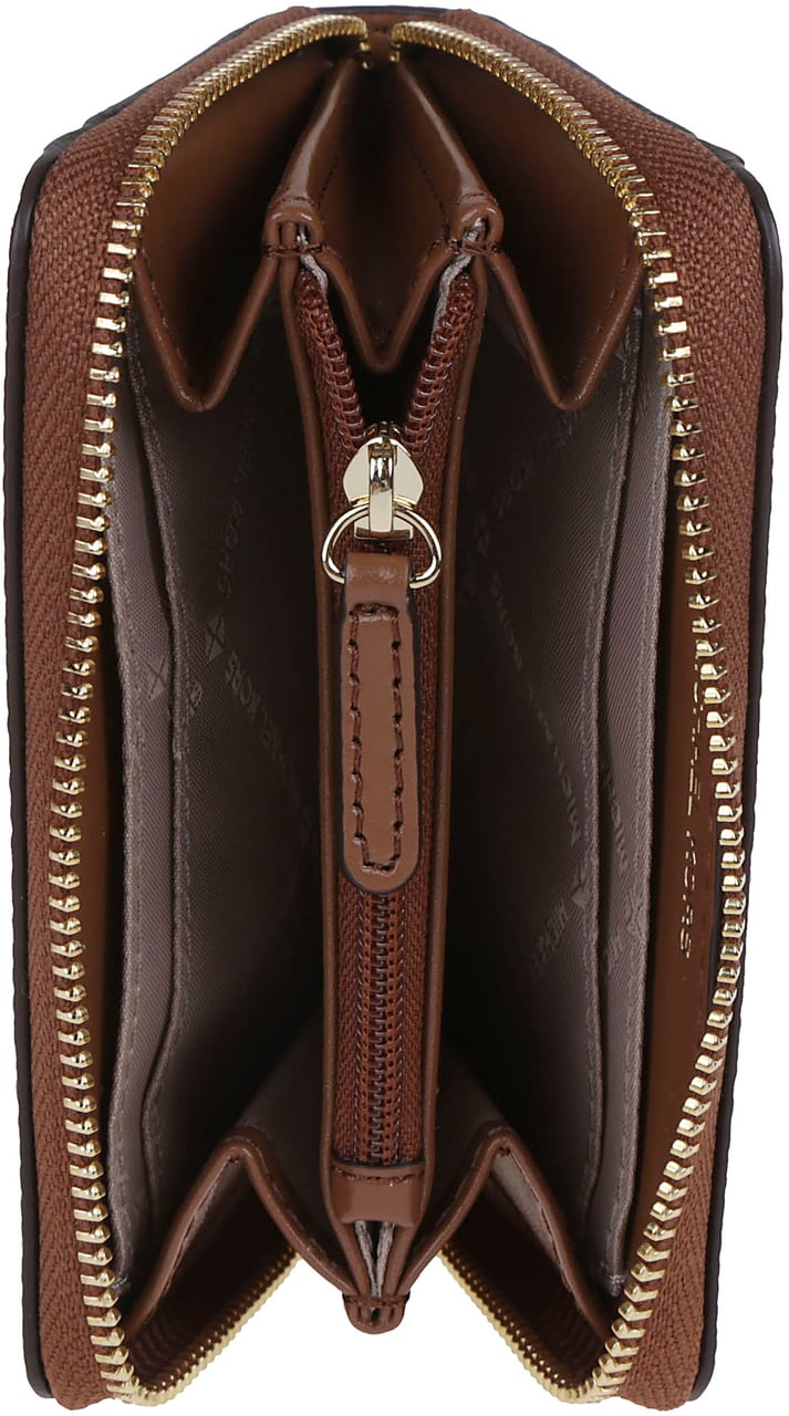 Michael Kors Small Jet Set Zip Around Credit Card Holder Brown Bruin