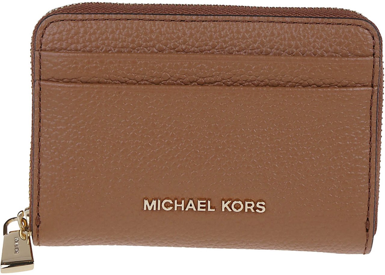 Michael Kors Small Jet Set Zip Around Credit Card Holder Brown Bruin
