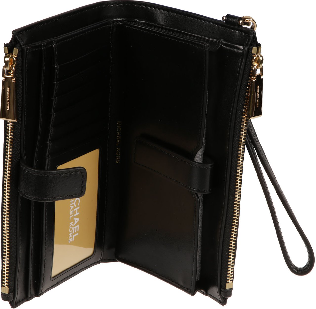 Michael Kors Double Zip Wristlet Wallet Black Zwart