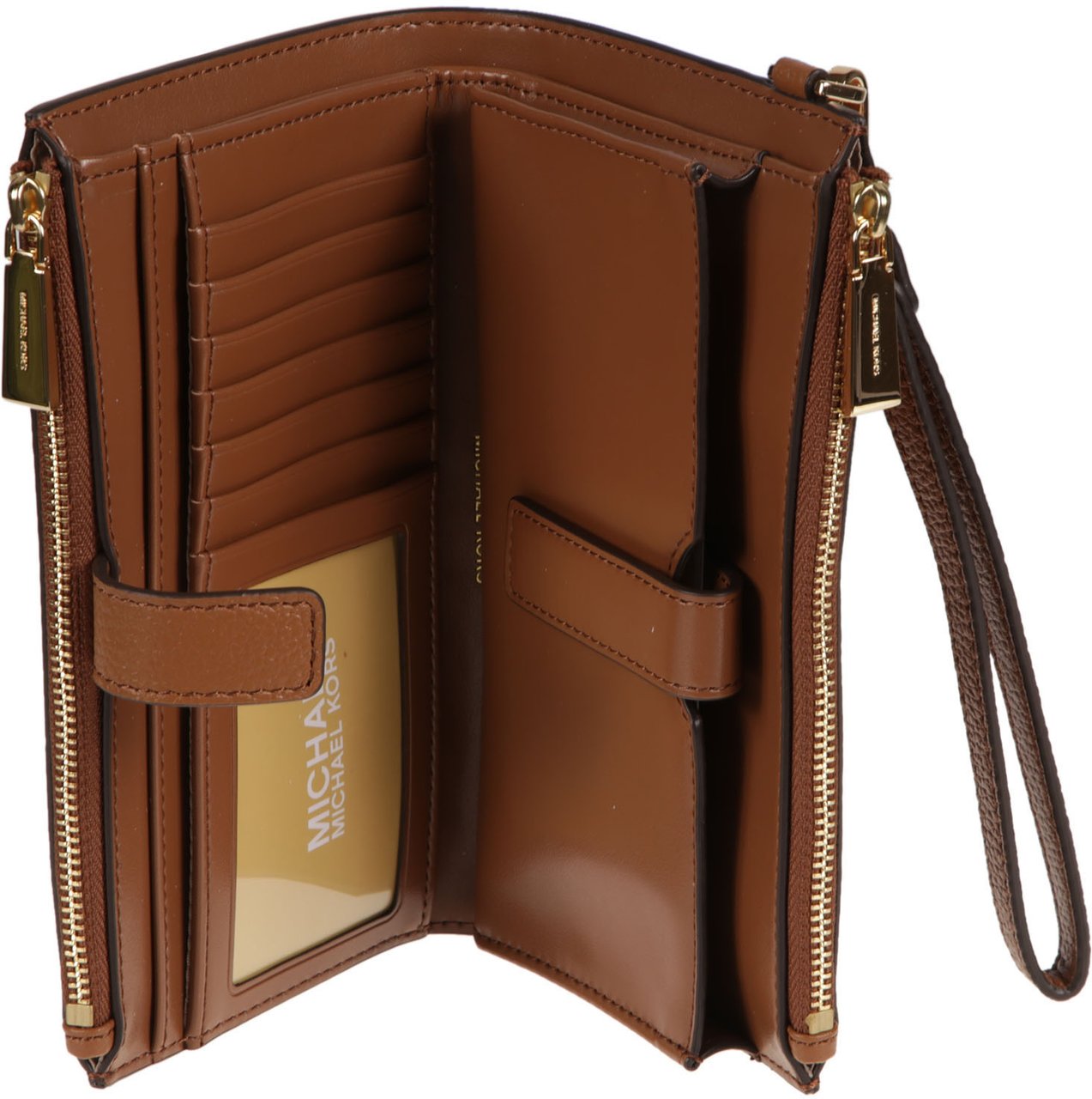 Michael Kors Double Zip Wristlet Wallet Brown Bruin