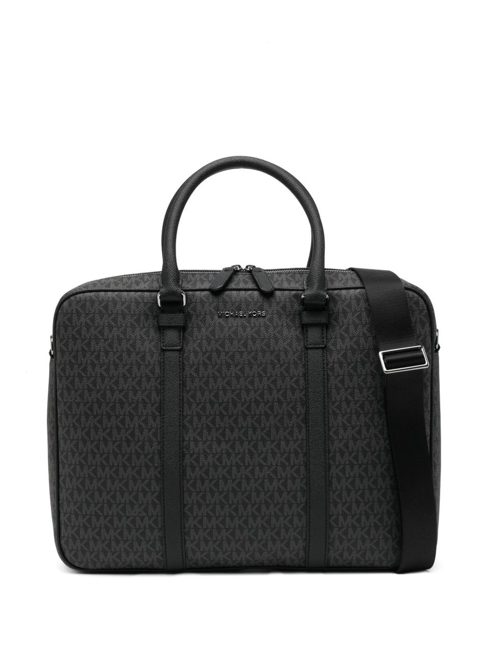 Michael Kors Black Hudson Monogram Hand Briefcase Zwart