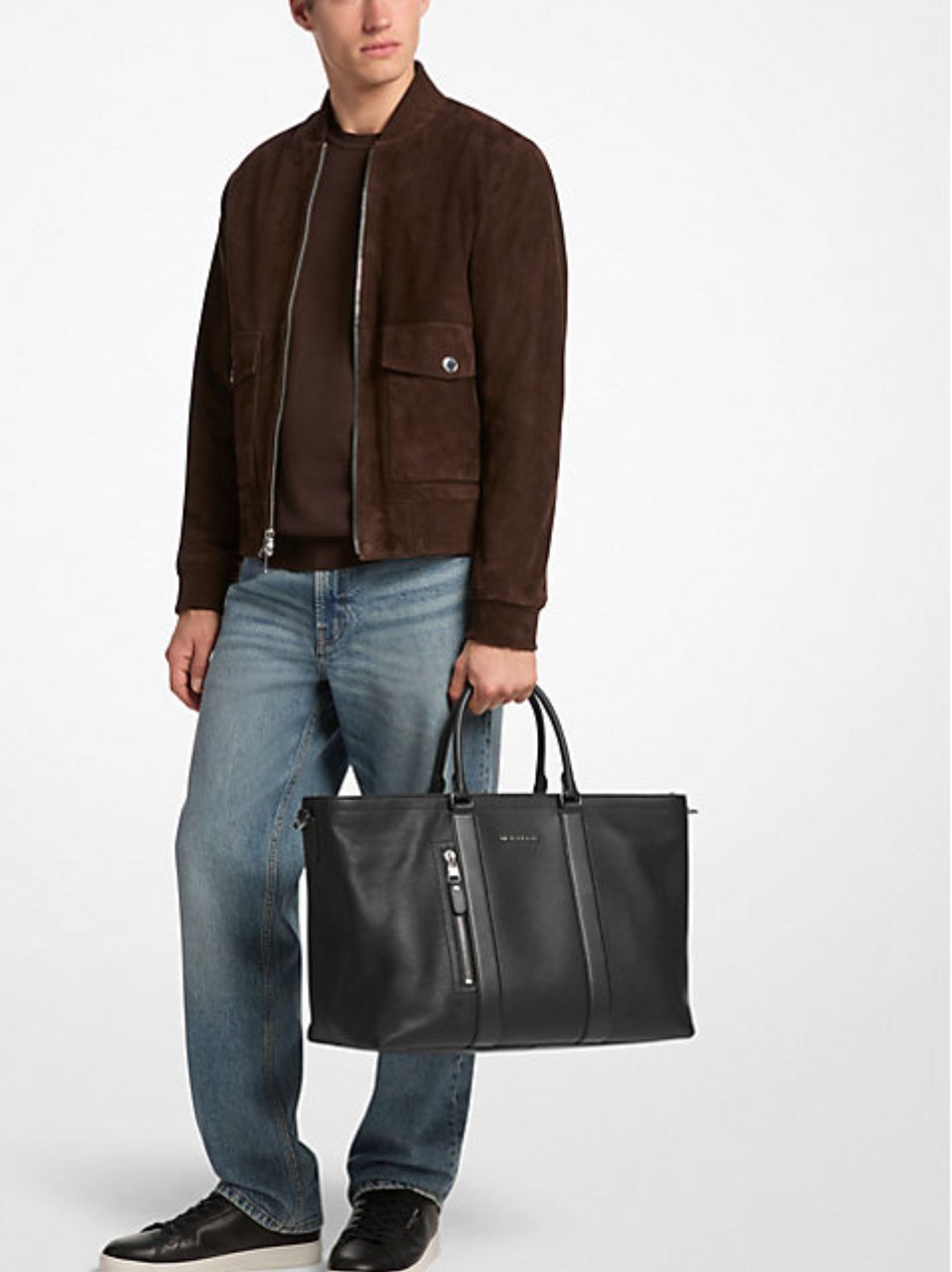 Michael Kors Rectangular Handbag with Dual Handles and Logo Detail Zwart