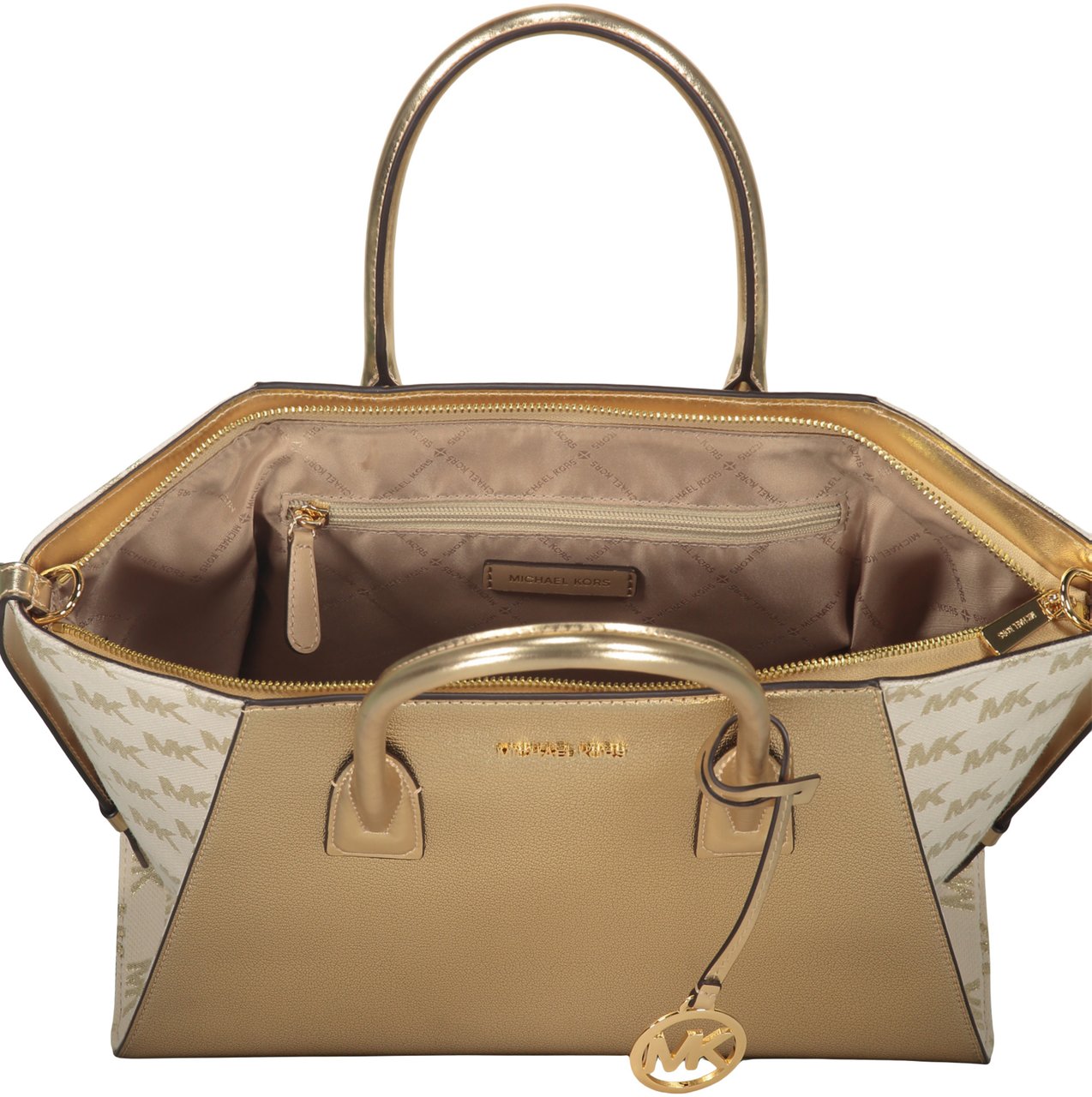Michael Kors Leather and fabric bag Goud