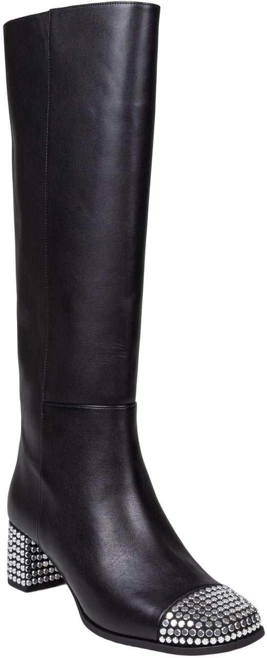 Michael Kors Michael kors matilda toe cap leather boot with studs Zwart