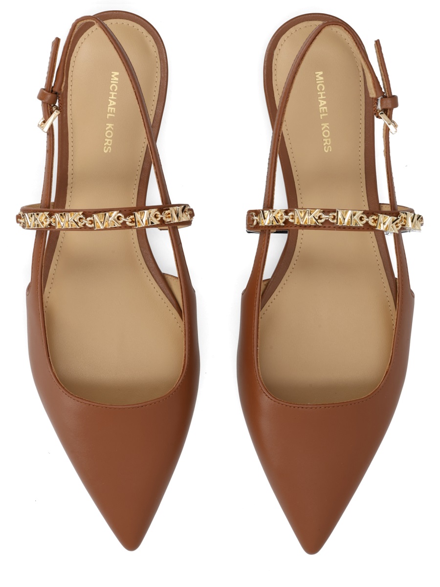 Michael Kors Neutrals Dina Flex Slingback Calfskin Flats Bruin