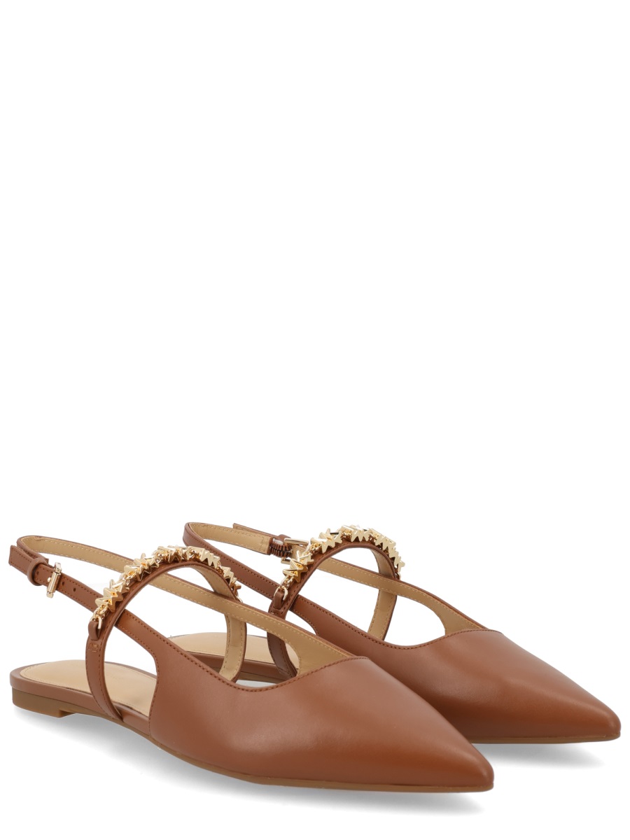 Michael Kors Neutrals Dina Flex Slingback Calfskin Flats Bruin