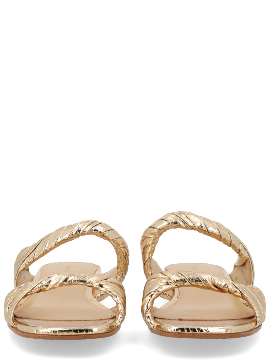 Michael Kors Kiana Metallic Goat Leather Sandals Neutraal