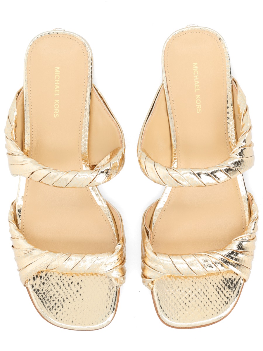 Michael Kors Kiana Metallic Goat Leather Sandals Neutraal